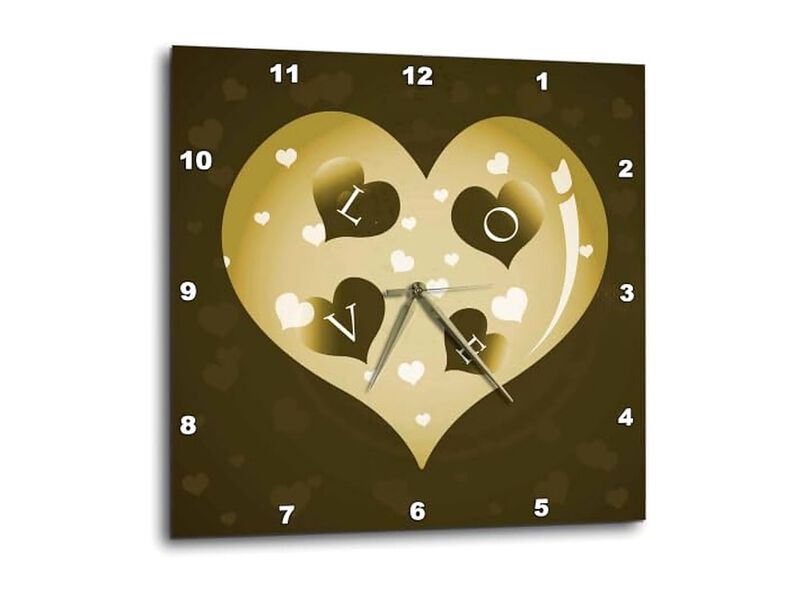 Tan Heart Smaller Spell Love Wall Clock 15 Inch Home Decor image number 0