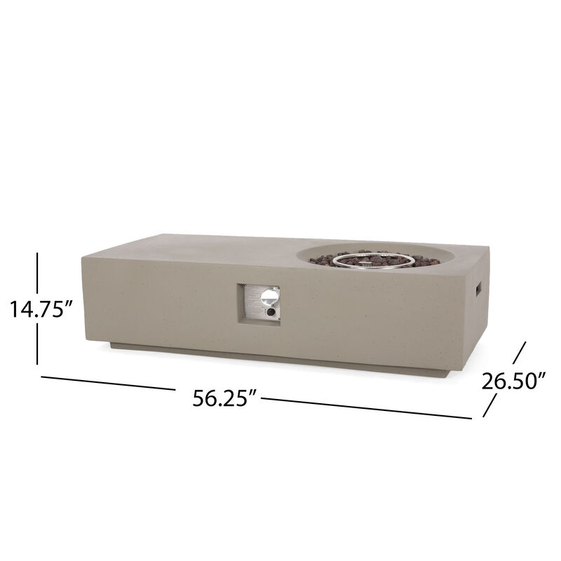 Christopher Knight Home Evatt Outdoor 50,000 BTU Lightweight Concrete Rectangular Fire Pit Table image number 2