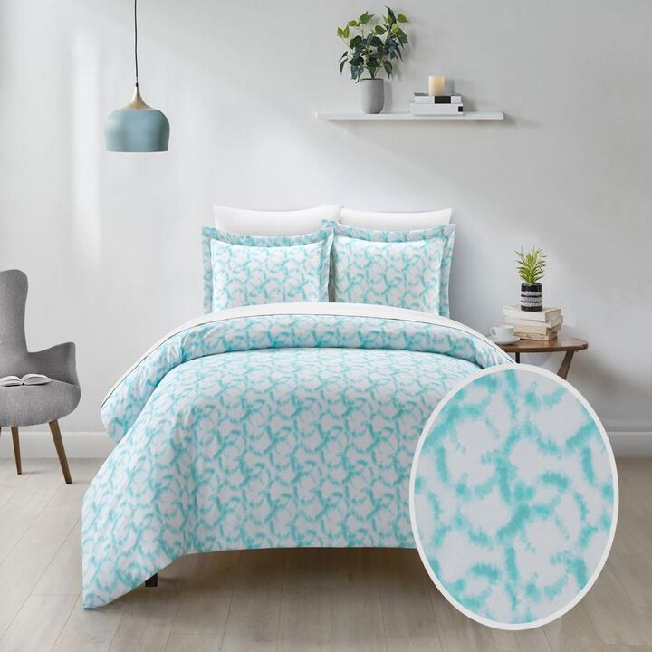 Chic Home Chrisley Duvet Cover Set Contemporary Watercolor Overlapping Rings Pattern Print Design Bedding - Pillow Shams Included - 3 Piece - King 104x90", Aqua