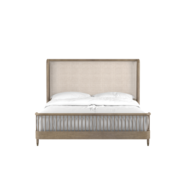 Finn Queen Upholstered Shelter Bed