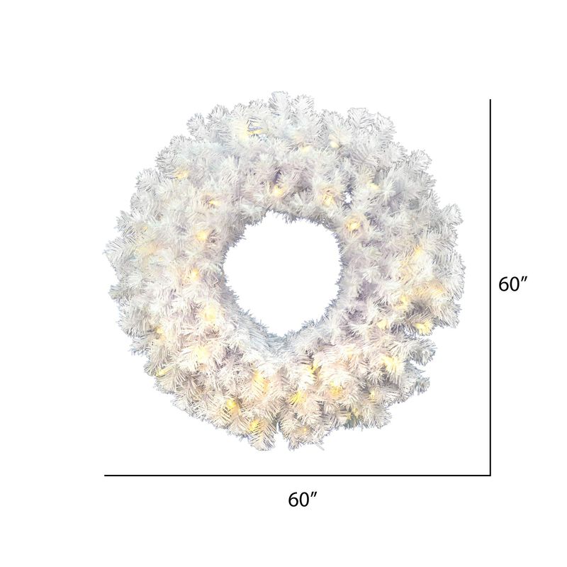 Vickerman 60" Crystal White Spruce Artificial Christmas Wreath, Warm White LED Mini Lights - Faux Spruce Christmas Wreath - Seasonal Indoor Home Decor image number 2