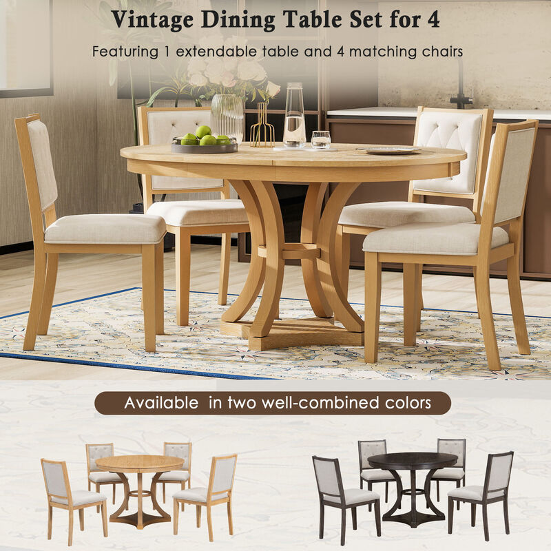 Merax 5-Piece Retro Functional Dining Table Set