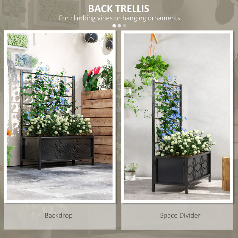 Hivvago Raised Metal Planter with Trellis for Climbing Plants and Vines image number 3