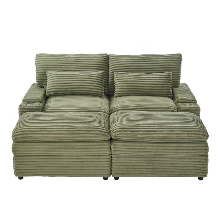 Merax Loveseat Sofa Free-combined Sectional Convertible Sofa Bed with Storage Space