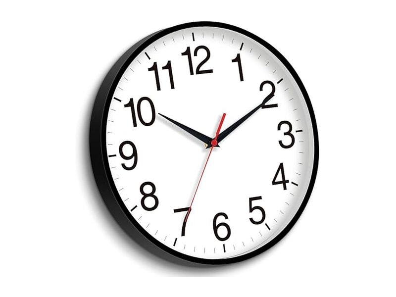 Black Wall Clock 16 Inch Silent Non Ticking Modern Battery Operated image number 1