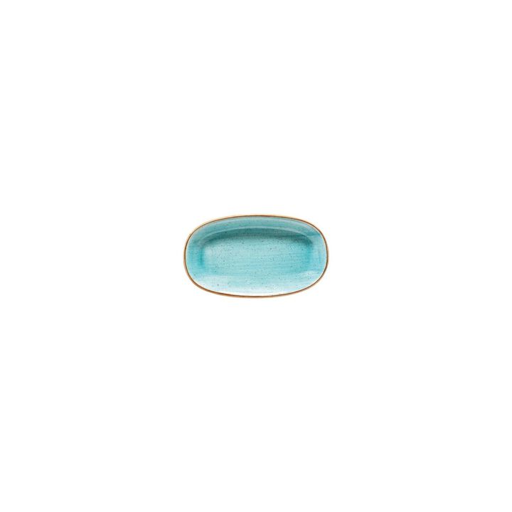 Aqua 6" x 3.5" x h:0.75" Oval Blue Vitrified Platter (Set of 2)