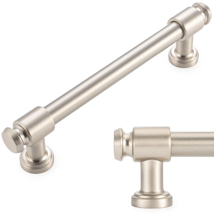 KOOFIZO Brushed Nickel Cabinet Pulls, 10-Pack Cabinet Handles, 5 Inch/128mm Screw Spacing, P11 Hardware for Kitchen Door, Drawer