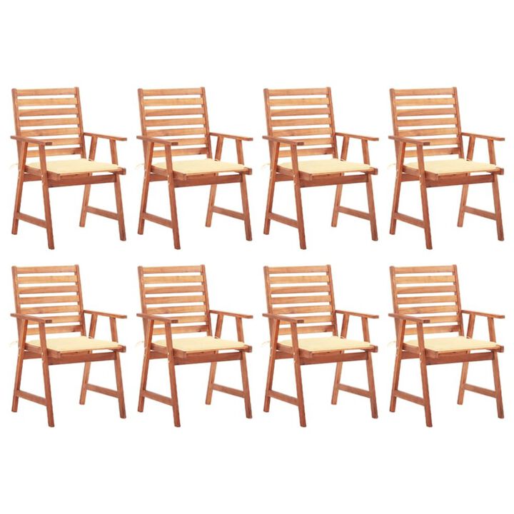 Outdoor Chair Set of 8 Natural Wood Acacia wood Standard