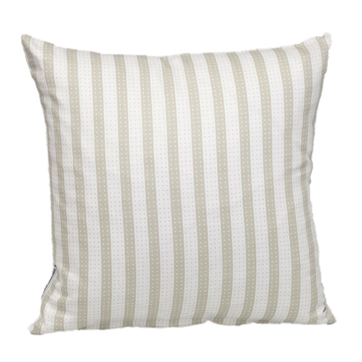 HomeRoots 16" Taupe and White Striped Cotton Throw Pillow