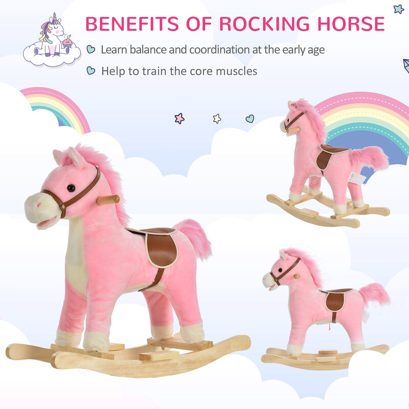BreeBe Toddler Plush Rocking Horse with Wagging Tail image number 3