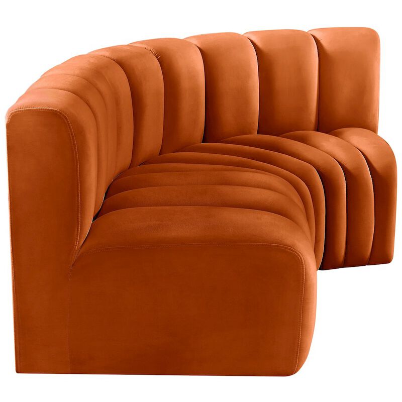 Meridian Furniture Arc Cognac Velvet Modular Sofa