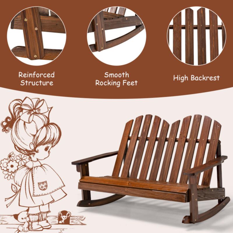 Hivvago 2 Person Adirondack Rocking Chair with Slatted seat