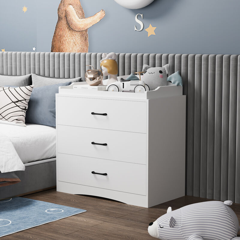 FUFU&GAGA 3-Drawer Dresser with Spacious Storage, Durable Construction, Modern Design, (35.4" W x 19.2" D x 35.4" H), White