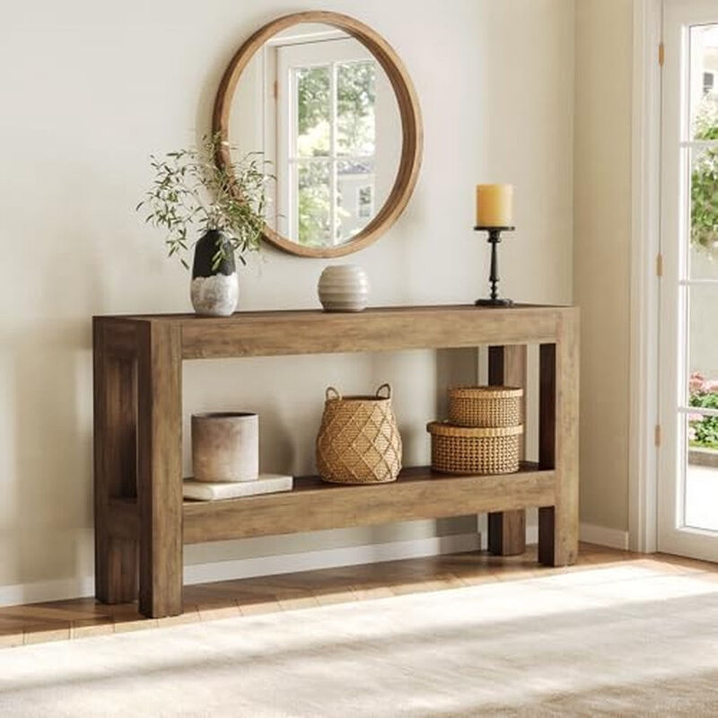 Tribesigns Farmhouse 2-Tier Wood Console Table image number 3