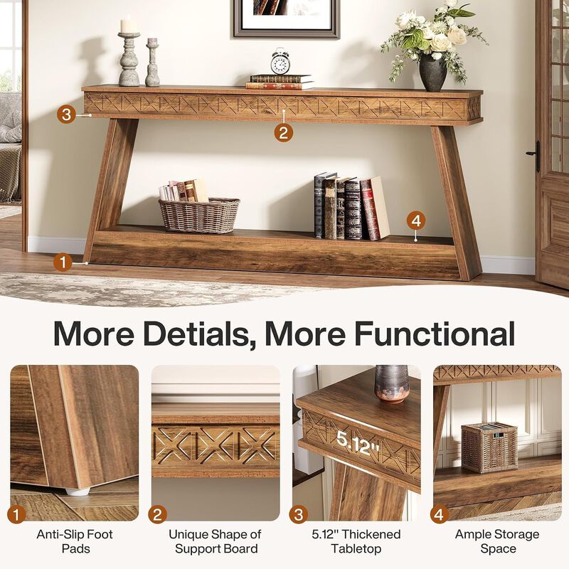 Tribesigns Farmhouse Wood Console Table image number 5