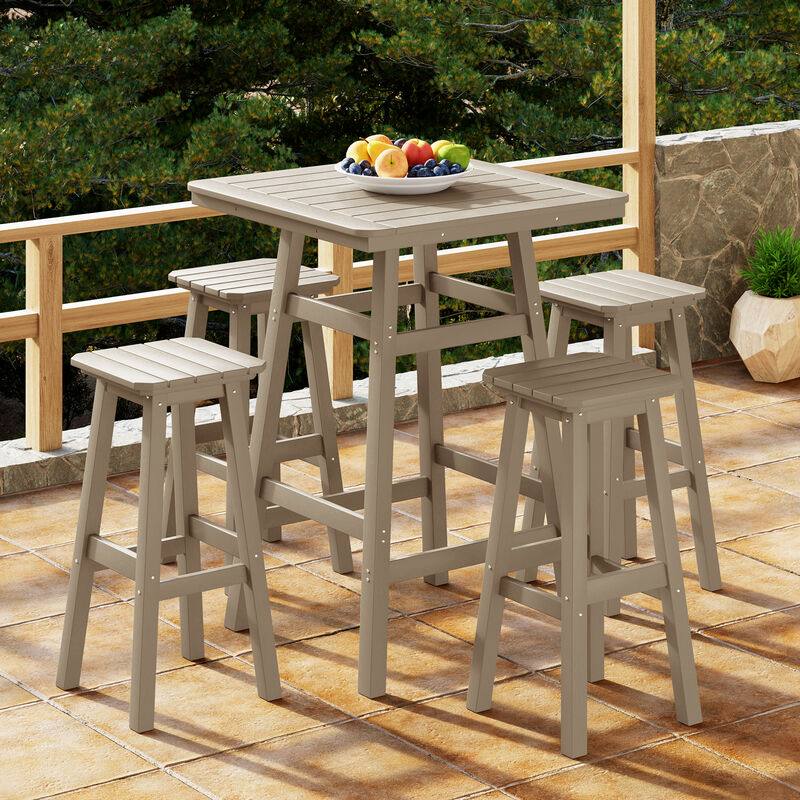 WestinTrends 5-Piece HDPE Outdoor Patio Dining Bar Bistro Table Set with Bar Stools image number 1