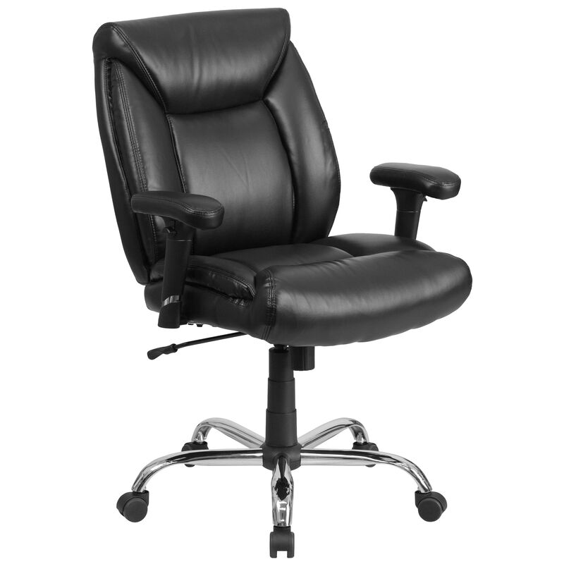 HERCULES Series Big & Tall 400 lb. Rated Black Fabric Deep Tufted Swivel Ergonomic Task Office Chair with Adjustable Arms