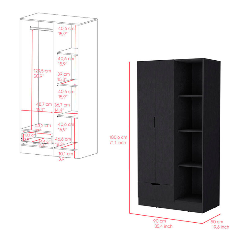 Armoire Dover, Bedroom, Black