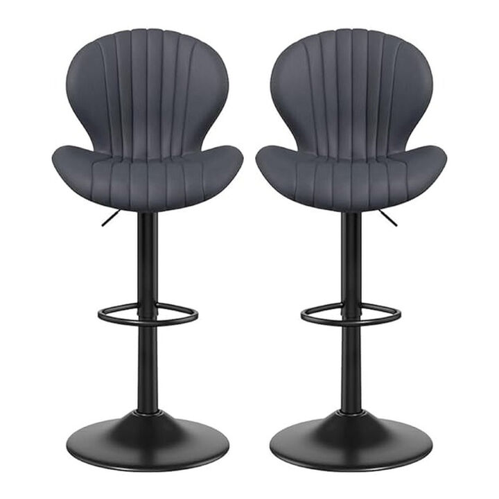 Modern Upholstered Fabric Swivel Bar Stools Set of 2