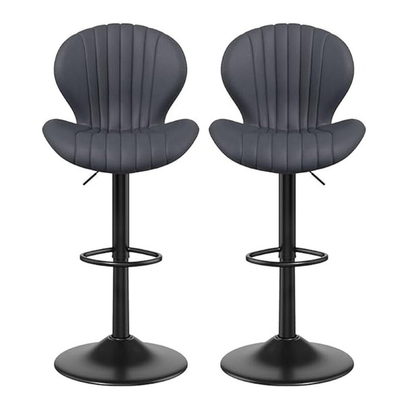 Modern Upholstered Fabric Swivel Bar Stools Set of 2 image number 0