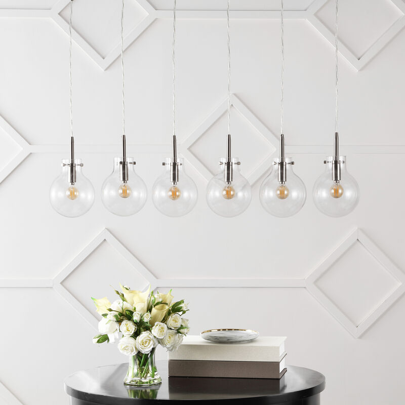 Harlow 40.5" 6-Light Modern Contemporary Round Glass/Iron LED Linear Pendant image number 7