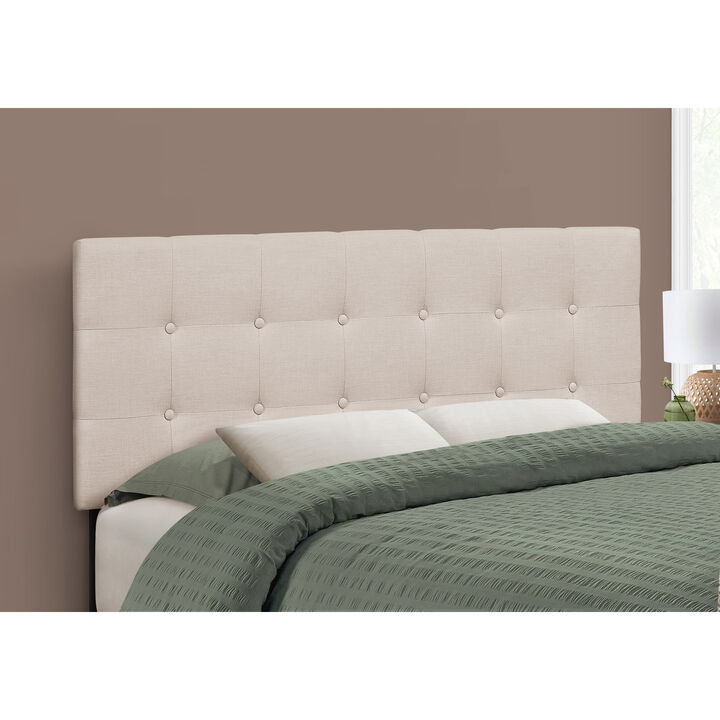 Monarch Specialties I 6004F Bed, Headboard Only, Full Size, Bedroom, Upholstered, Linen Look, Beige, Transitional