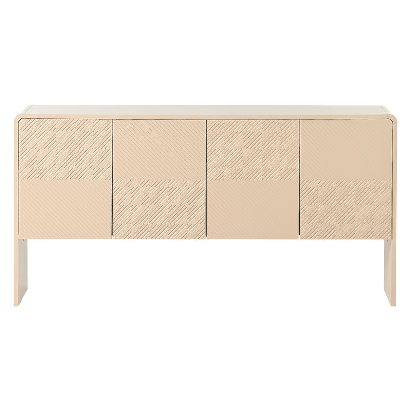 Whisen Minimalist Style Sideboard with 4-Doors and Rebound Device - White