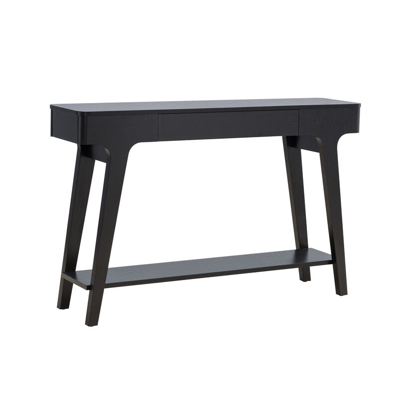 Black Concole Table with Bottom Shelf and Catch All Drawer