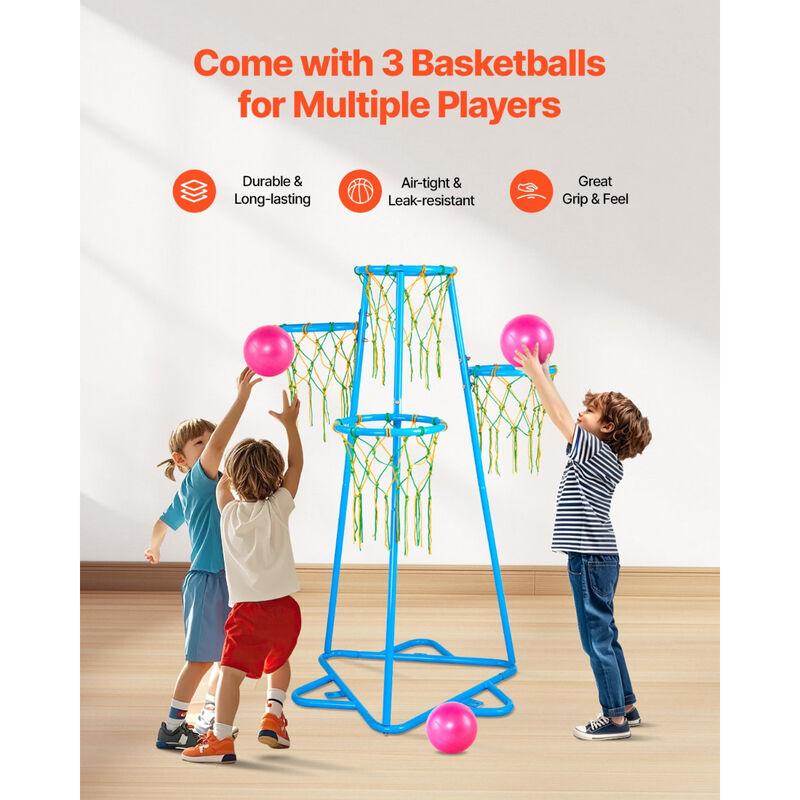 Adjustable Basketball Hoop for Kids &ndash; 4-Hoop Stand with Portable Base, Indoor Outdoor Sports Toy for Toddlers & Preschoolers