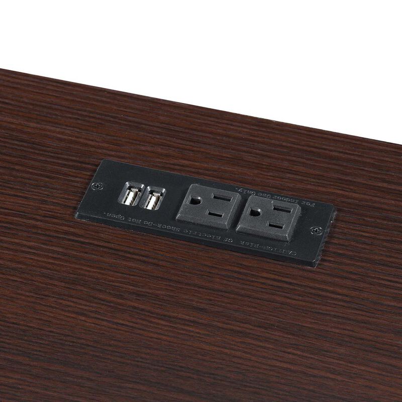 Convenience Concepts Designs2Go Trestle Desk with Charging Station, Espresso