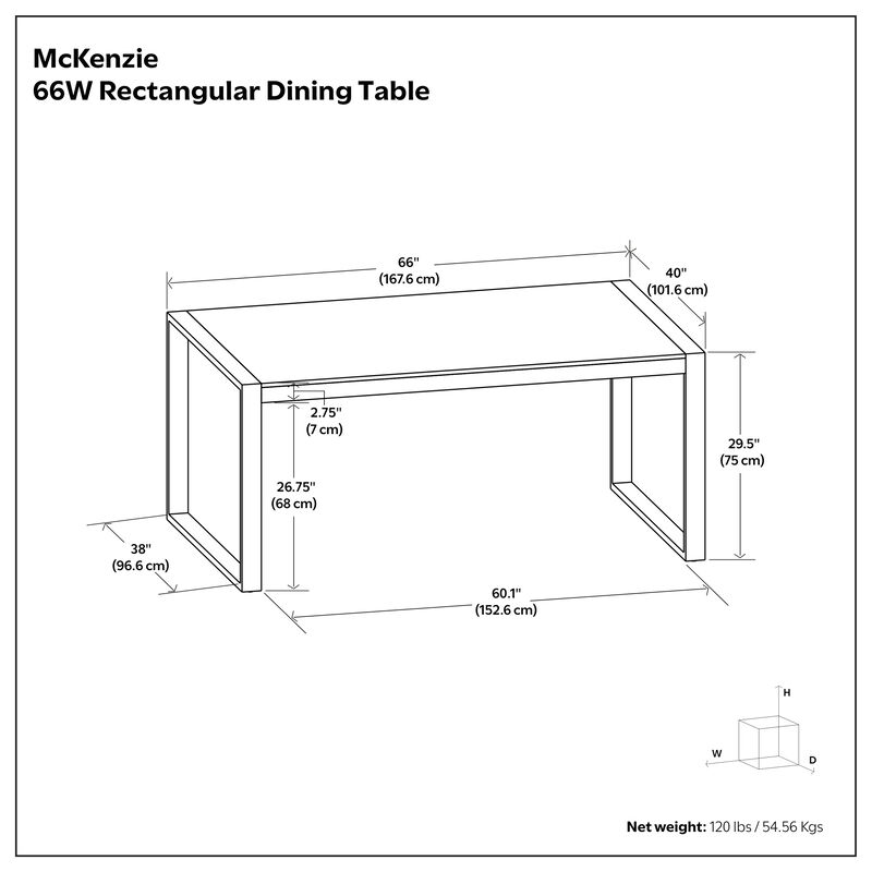 McKenzie 66 inch x 40 inch Rectangle Modern Industrial Dining Table in Smoky Grey image number 8