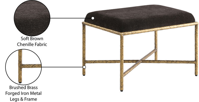 Meridian Furniture Valley Brown Chenille Fabric Bench image number 6