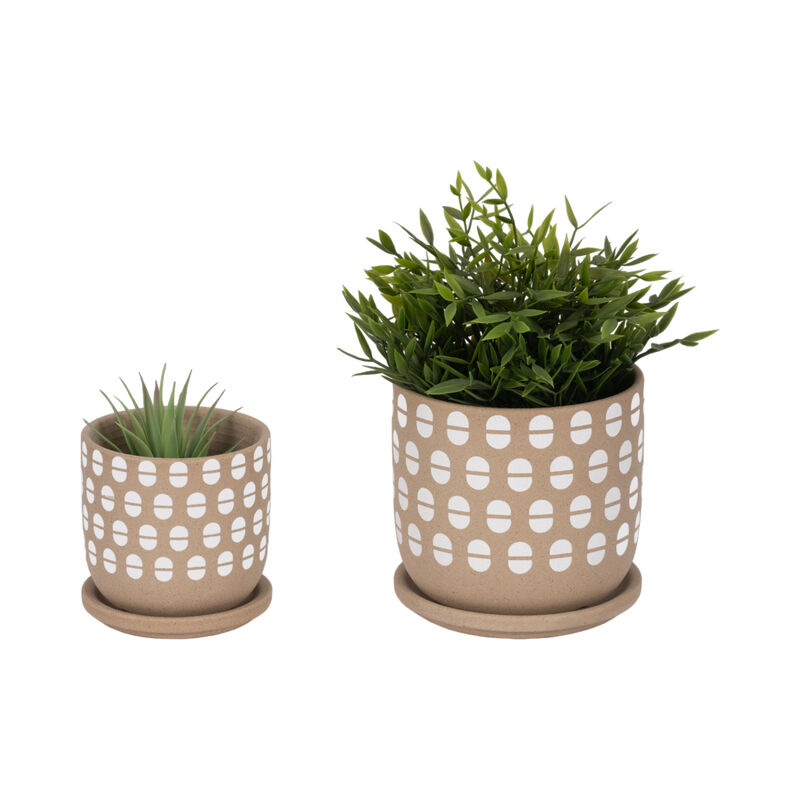 Hand Stamped Saucer Planters Set