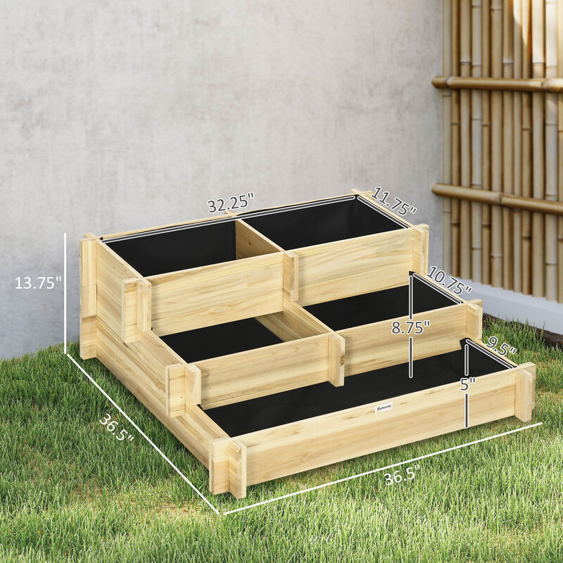 Hivvago 3 Tier Raised Garden Bed with Drainage Liner image number 2