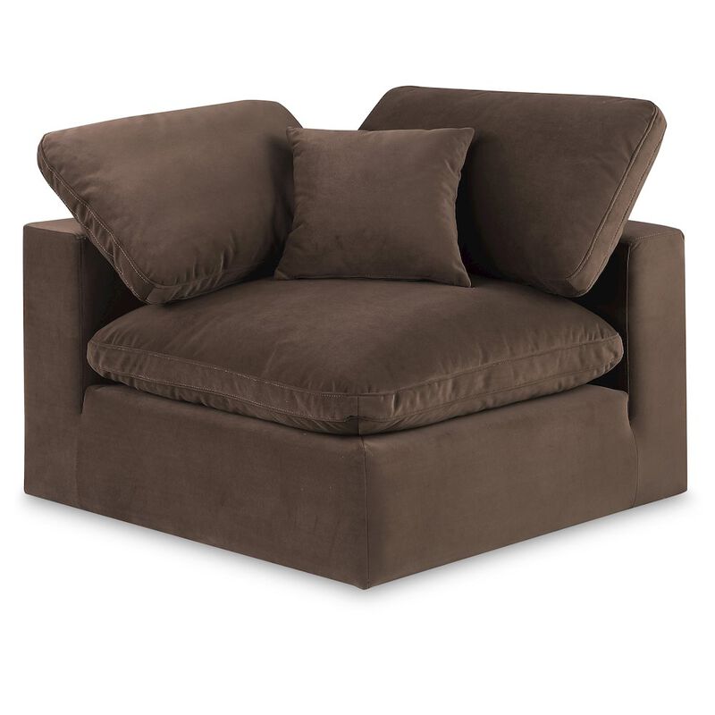 Meridian Furniture Comfy Brown Velvet Modular Corner Chair