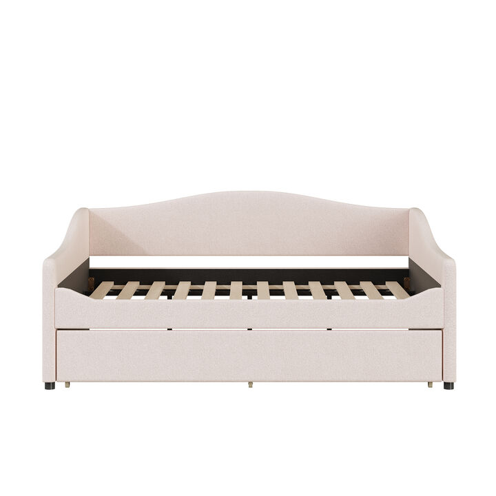 Merax Teddy Fleece Upholstered Daybed with Trundle