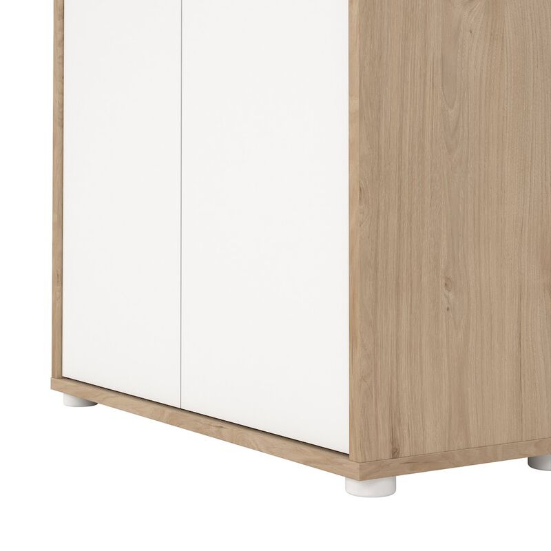 Tvilum Adjustable 3 Shelf Bookcase with 2 Doors, Open Storage Home Office Bookshelf