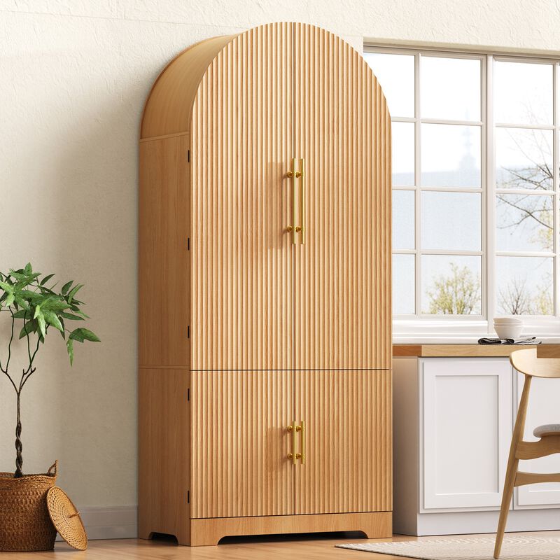 Merax Elegant Arched Fluted Storage Kitchen Cabinet image number 1