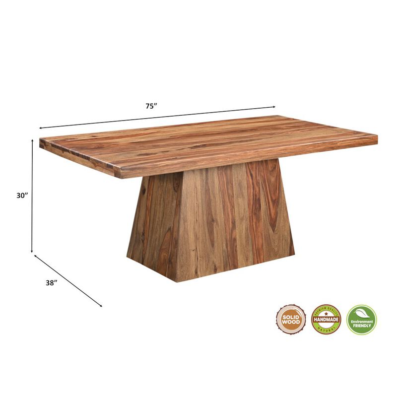 Taran Designs Marin 75 Solid Wood Pedestal Dining Table