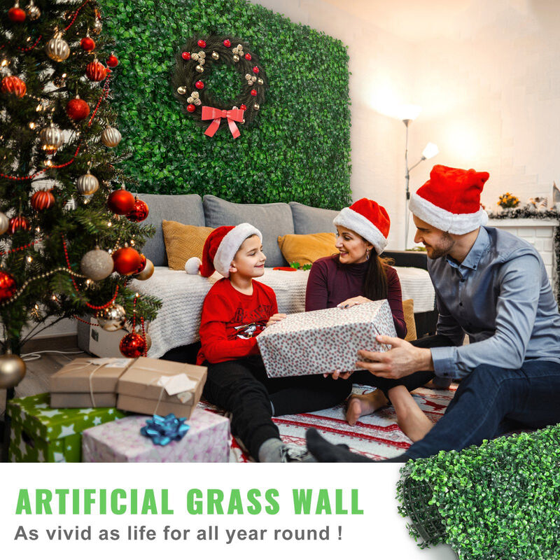 Realistic Hedge Wall Panels 24PCS UV Protected Boxwood Privacy Screen for Outdoors-Green image number 1