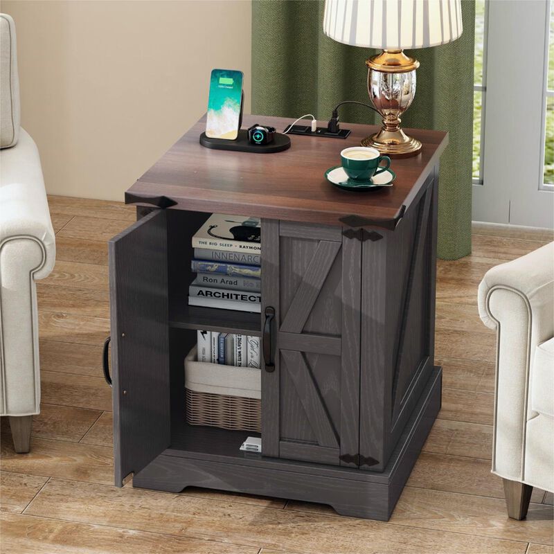 Merax Versatile Side Table End Table with Charging Statio
