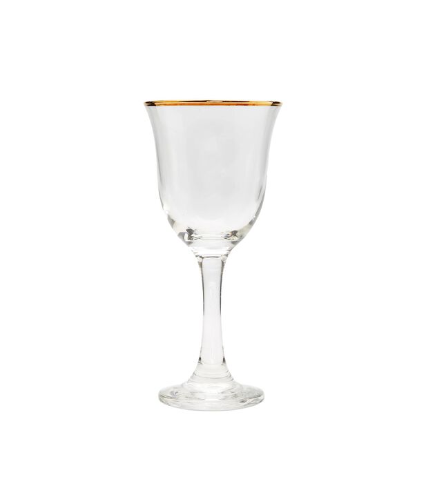 Set of 6 Water Glasses With Gold Rim