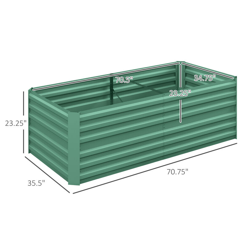 Outsunny Galvanized Raised Garden Bed Kit, Large and Tall Metal Planter Box for Vegetables, Flowers and Herbs, Reinforced, 6' x 3' x 2', Light Green