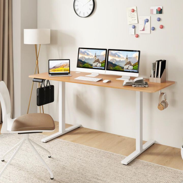 Hivvago Electric Standing Desk with 3 Memory Heights and 2 Hanging Hooks and Cable Holes