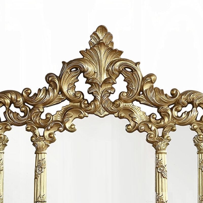 Otis Wall Mount Dresser Mirror, Classical Floral Carved, 54x60 Gold