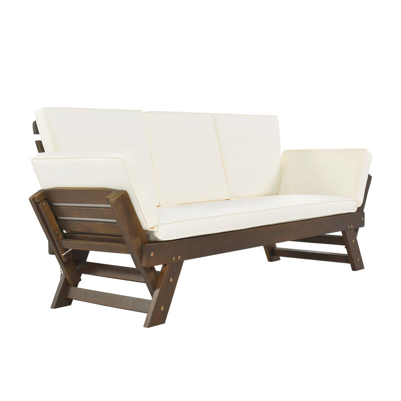 Merax Solid Outdoor Adjustable Patio Wooden Daybed Sofa image number 3