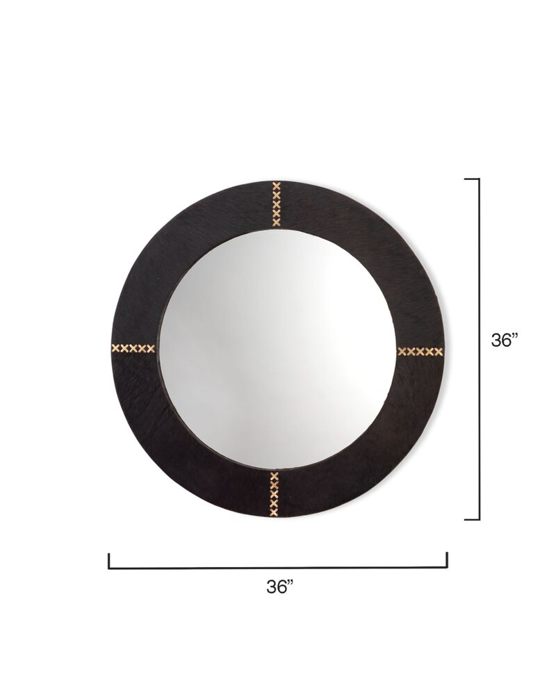 Round Cross Stitch Mirror, Espresso Hide
