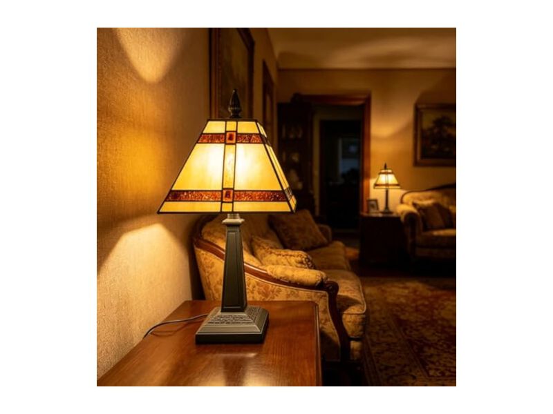 Tiffany Style Stained Glass Accent Lamp For Living Room Bedroom Home Office image number 2