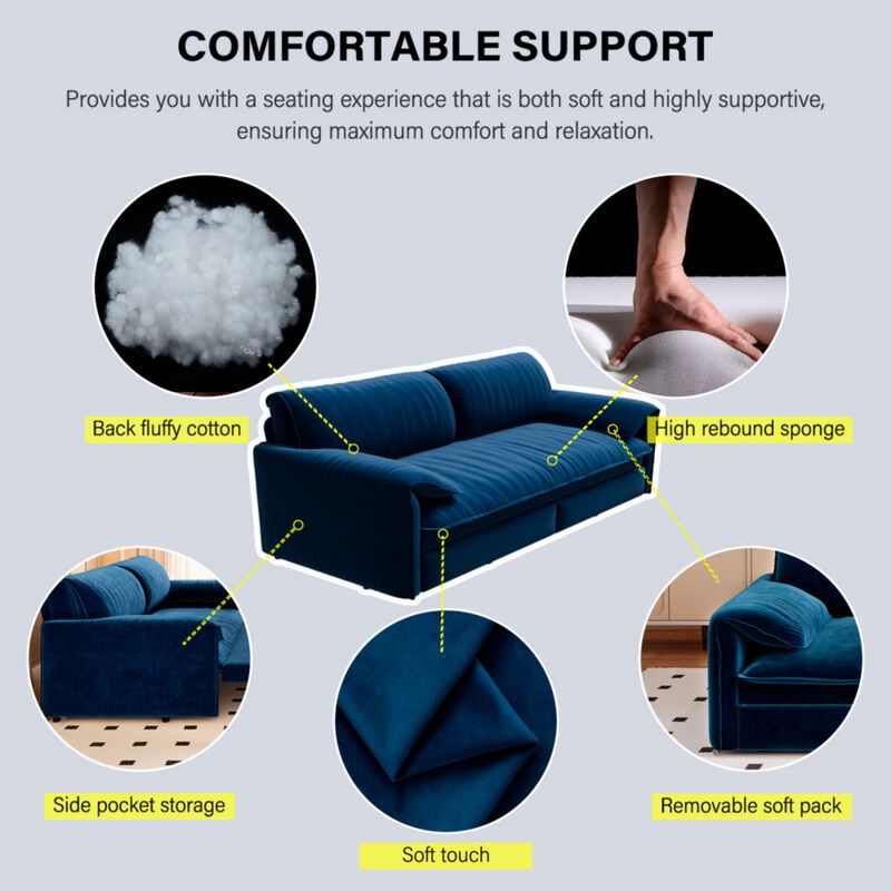 Lescet Velvet Pull‑Out Sleeper Sofa Bed image number 5