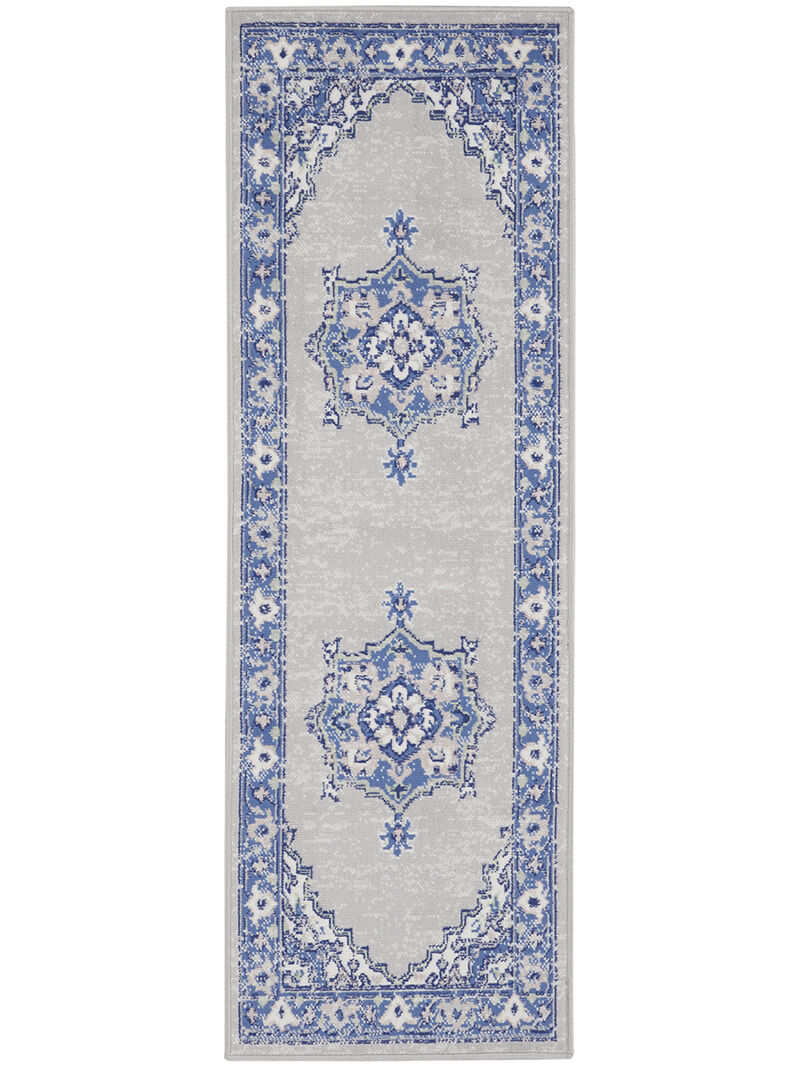 Whimsicle WHS03 Gray/Blue 2' x 6' Rug image number 0